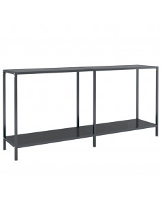 Tavolo Consolle Nero 160x35x75,5 cm in Vetro Temperato 2