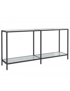 Tavolo Consolle Bianco 160x35x75,5 cm in Vetro Temperato 2