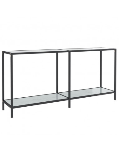 Tavolo Consolle Bianco 160x35x75,5 cm in Vetro Temperato