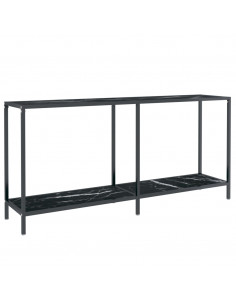 Tavolo Consolle Nero 160x35x75,5 cm in Vetro Temperato 2