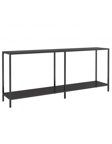 Tavolo Consolle Nero 180x35x75,5 cm in Vetro Temperato