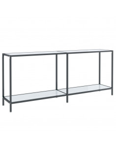 Tavolo Consolle Bianco 180x35x75,5 cm in Vetro Temperato 2