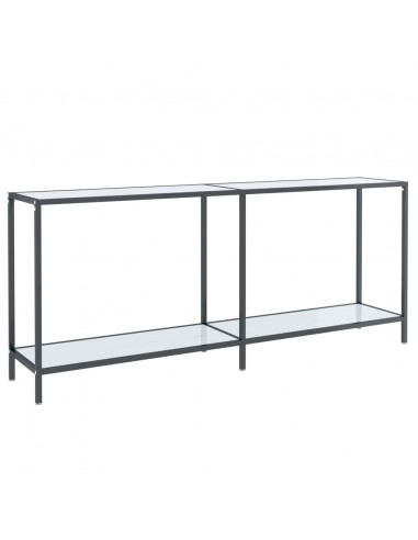 Tavolo Consolle Bianco 180x35x75,5 cm in Vetro Temperato