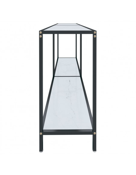 Tavolo Consolle Bianco 180x35x75,5 cm in Vetro Temperato