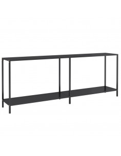 Tavolo Consolle Nero 200x35x75,5 cm in Vetro Temperato 2