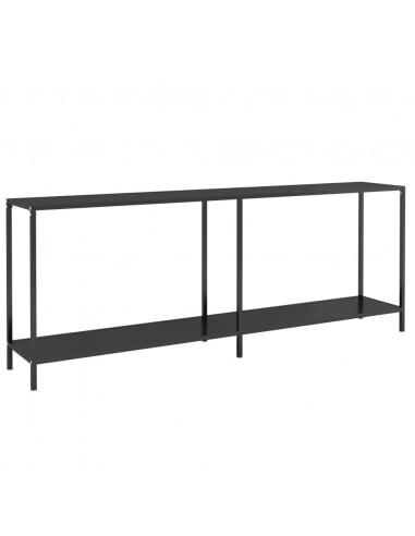 Tavolo Consolle Nero 200x35x75,5 cm in Vetro Temperato