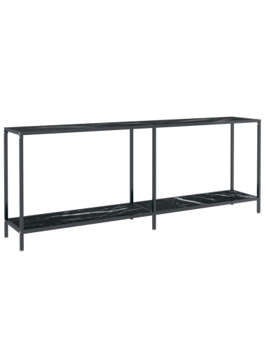 Tavolo Consolle Nero 200x35x75,5 cm in Vetro Temperato