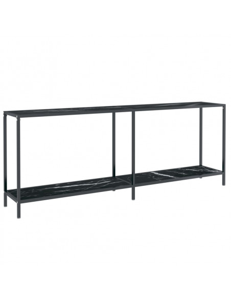 Tavolo Consolle Nero 200x35x75,5 cm in Vetro Temperato