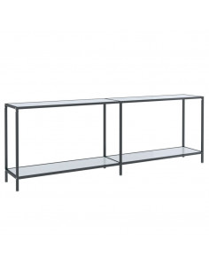 Tavolo Consolle Bianco 220x35x75,5 cm in Vetro Temperato 2