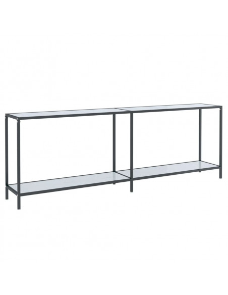 Tavolo Consolle Bianco 220x35x75,5 cm in Vetro Temperato