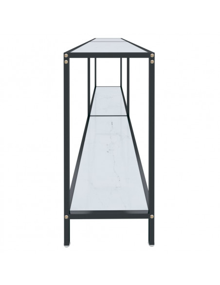 Tavolo Consolle Bianco 220x35x75,5 cm in Vetro Temperato