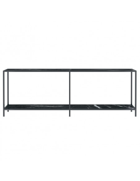 Tavolo Consolle Nero 220x35x75,5 cm in Vetro Temperato
