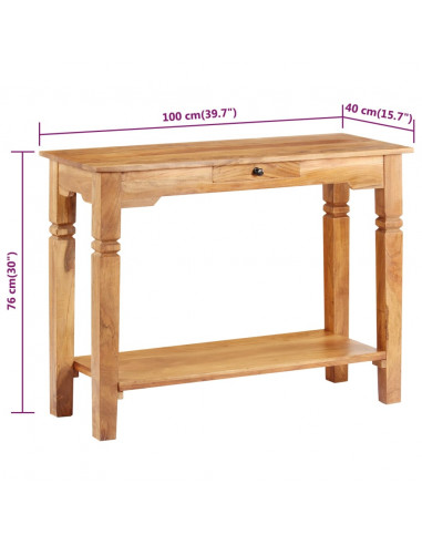 Tavolo Consolle 100x40x76 cm in Legno Massello d'Acacia