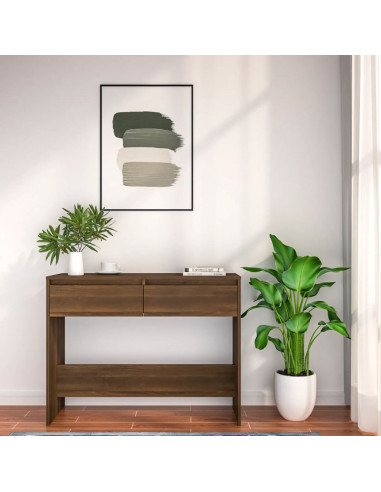 Tavolo Consolle Rovere Marrone 100x35x76,5 cm in Truciolato