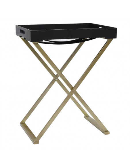 Tavolo Pieghevole Oro e Nero 48x34x61 cm in MDF