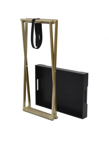 Tavolo Pieghevole Oro e Nero 48x34x61 cm in MDF