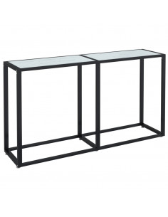 Tavolo Consolle Bianco Marmo 140x35x75,5 cm in Vetro Temperato 2