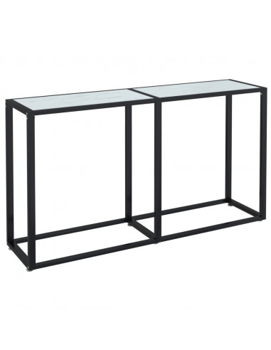 Tavolo Consolle Bianco Marmo 140x35x75,5 cm in Vetro Temperato