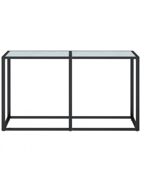 Tavolo Consolle Bianco Marmo 140x35x75,5 cm in Vetro Temperato
