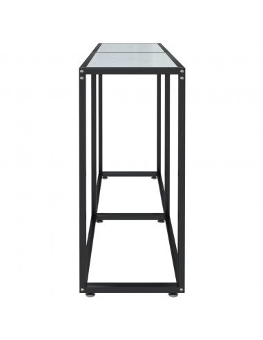 Tavolo Consolle Bianco Marmo 140x35x75,5 cm in Vetro Temperato