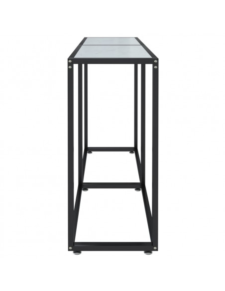 Tavolo Consolle Bianco Marmo 140x35x75,5 cm in Vetro Temperato
