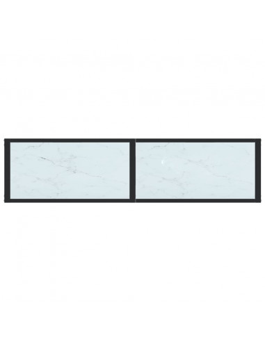 Tavolo Consolle Bianco Marmo 140x35x75,5 cm in Vetro Temperato