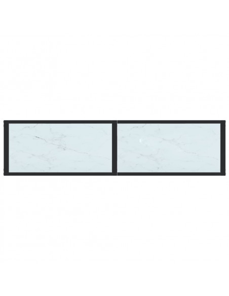 Tavolo Consolle Bianco Marmo 140x35x75,5 cm in Vetro Temperato