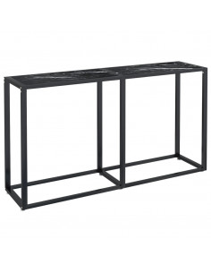 Tavolo Consolle Nero Marmo 140x35x75,5 cm in Vetro Temperato 2