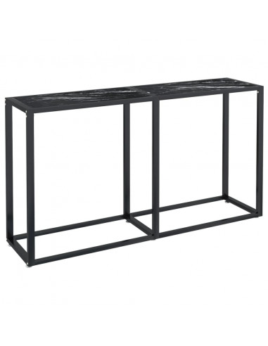 Tavolo Consolle Nero Marmo 140x35x75,5 cm in Vetro Temperato