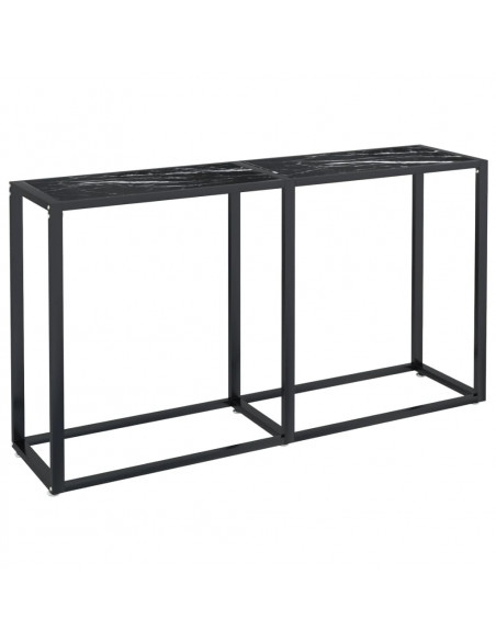 Tavolo Consolle Nero Marmo 140x35x75,5 cm in Vetro Temperato