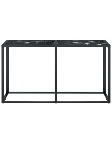 Tavolo Consolle Nero Marmo 140x35x75,5 cm in Vetro Temperato