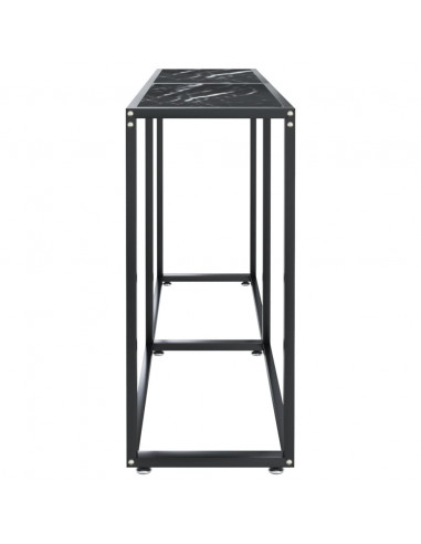 Tavolo Consolle Nero Marmo 140x35x75,5 cm in Vetro Temperato