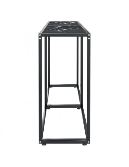 Tavolo Consolle Nero Marmo 140x35x75,5 cm in Vetro Temperato