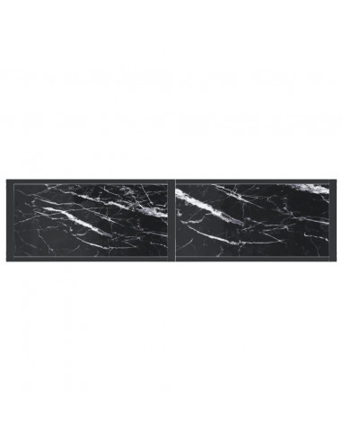Tavolo Consolle Nero Marmo 140x35x75,5 cm in Vetro Temperato