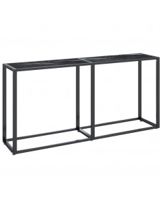 Tavolo Consolle Nero Marmo 160x35x75,5 cm in Vetro Temperato 2
