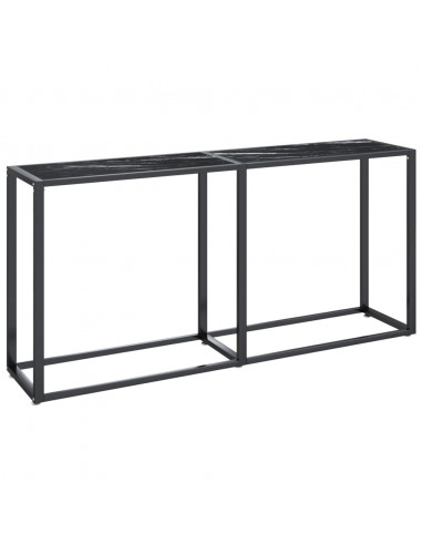 Tavolo Consolle Nero Marmo 160x35x75,5 cm in Vetro Temperato