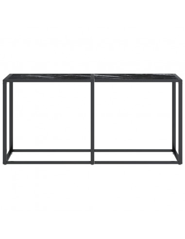 Tavolo Consolle Nero Marmo 160x35x75,5 cm in Vetro Temperato