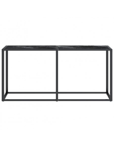 Tavolo Consolle Nero Marmo 160x35x75,5 cm in Vetro Temperato