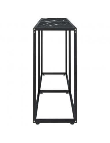 Tavolo Consolle Nero Marmo 160x35x75,5 cm in Vetro Temperato