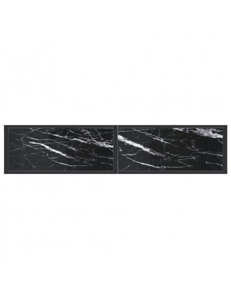 Tavolo Consolle Nero Marmo 160x35x75,5 cm in Vetro Temperato