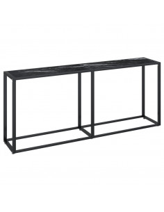 Tavolo Consolle Marmo Nero 180x35x75,5 cm in Vetro Temperato 2