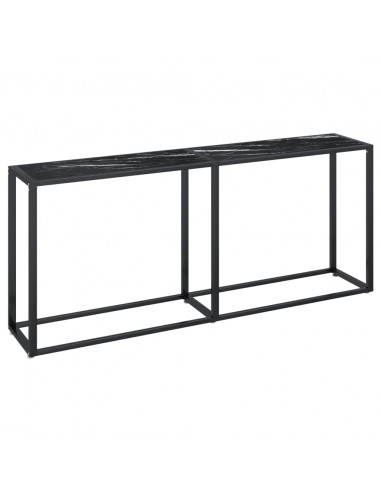 Tavolo Consolle Marmo Nero 180x35x75,5 cm in Vetro Temperato