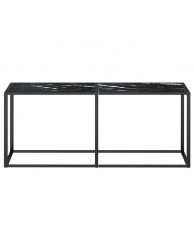Tavolo Consolle Marmo Nero 180x35x75,5 cm in Vetro Temperato