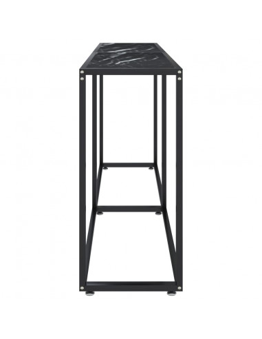 Tavolo Consolle Marmo Nero 180x35x75,5 cm in Vetro Temperato