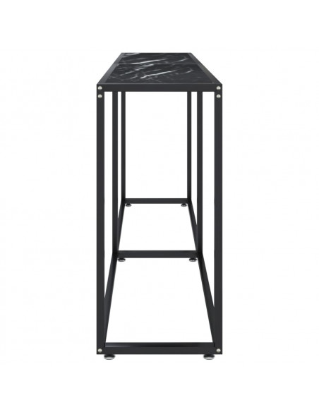 Tavolo Consolle Marmo Nero 180x35x75,5 cm in Vetro Temperato