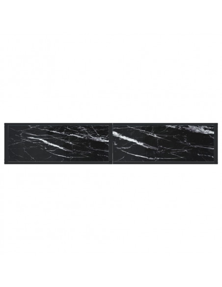 Tavolo Consolle Marmo Nero 180x35x75,5 cm in Vetro Temperato