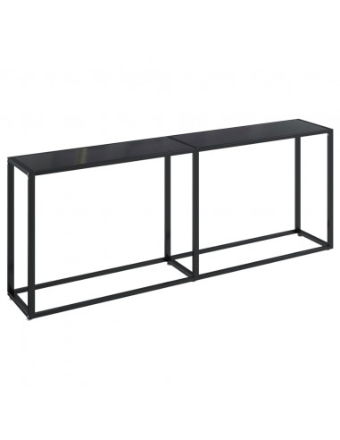 Tavolo Consolle Nero 200x35x75,5 cm in Vetro Temperato