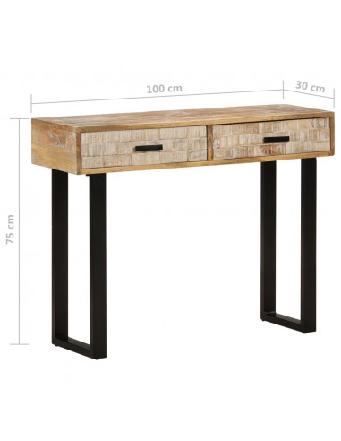 Tavolo Consolle 100x30x75 cm in Legno Massello di Mango