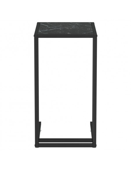 Tavolino per Computer Marmo Nero 50x35x65 cm Vetro Temperato
