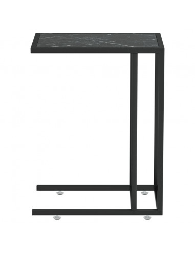 Tavolino per Computer Marmo Nero 50x35x65 cm Vetro Temperato
